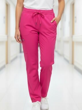 Straight Leg Women's Scrub Pants in Fuchsia Pink